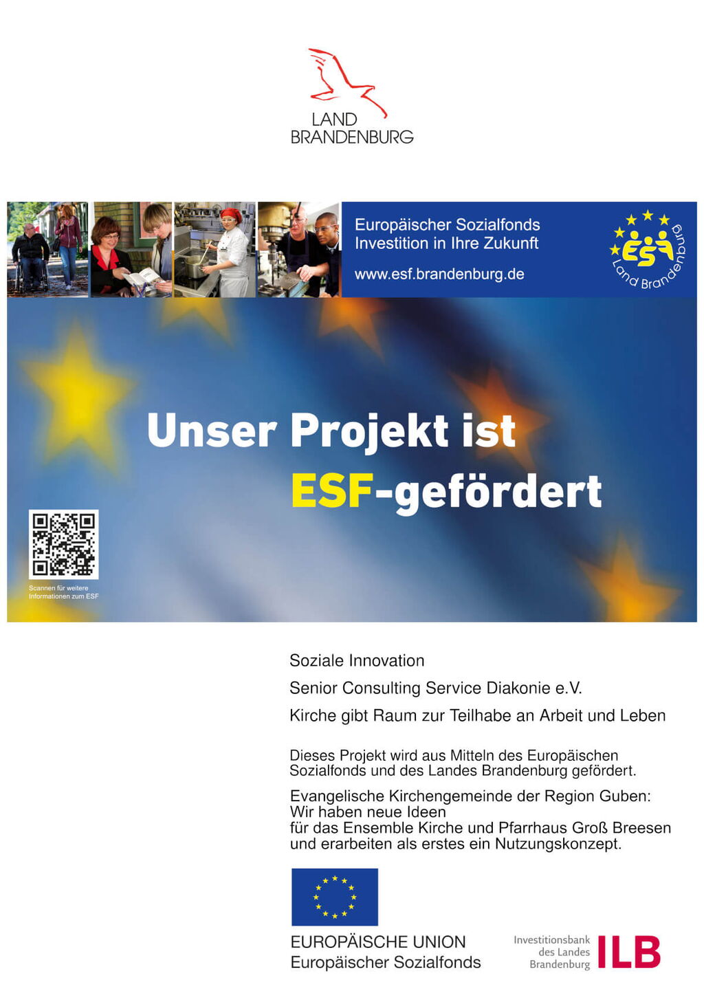 Foto: Offizielles Plakat des ESF-Projekts "Pfarrhof Groß Breesen/Guben"