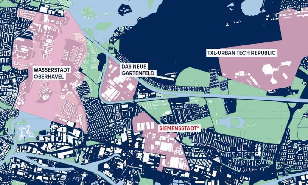 Quartierskarte Berlin mit Wasserstadt Oberhavel, Siemensstadt, Neue Gartenstadt, Alt-Flughafen-Tegel
