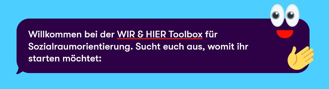 Foto: Logo der Initiative "WIR & HIER Toolbox", midi 2023