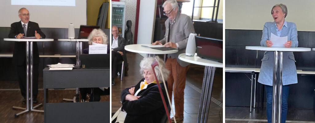 Dr. Wolfgang Teske, Bernt Renzenbrink, Dr. Ursula Schoen am Rednerpult während der Feierstunde 20 Jahre SCSD, 2026