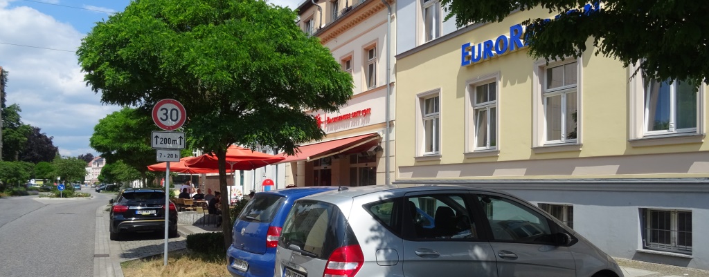 Foto: Berliner Straße im Stadtzentrum von Guben