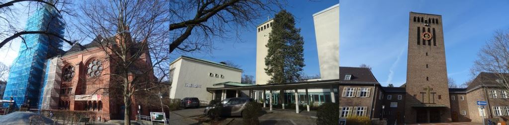 Fotomontage: Kirchen der Spandauer Gemeinden Luther, Christophorus, Weihnacht